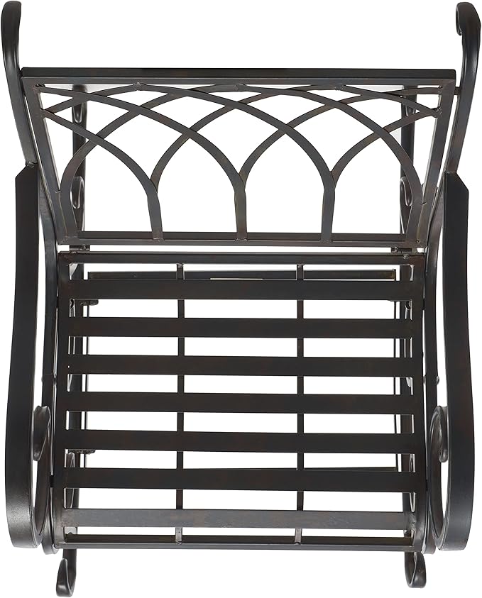 SAFAVIEH Outdoor Collection Medrano Victorian Black Rust Wrought Iron Rocking Chair