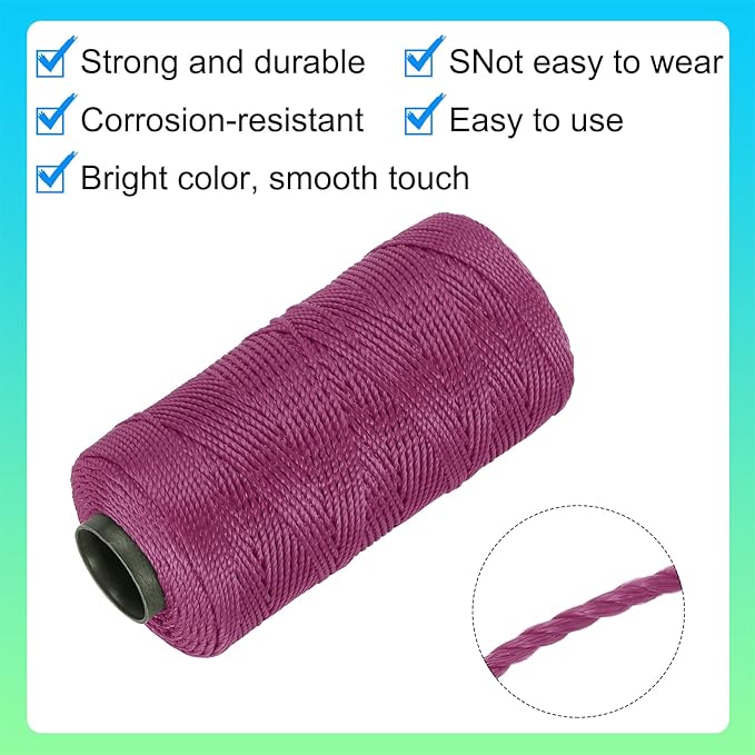 MECCANIXITY Nylon String 3 Strands Twisted Mason Line 1.5mm x 218 Yards Nylon Twine String for DIY Projects, Home Improvement, Gardening, Gift Wrapping, Christmas Party Supplies, Dark Red