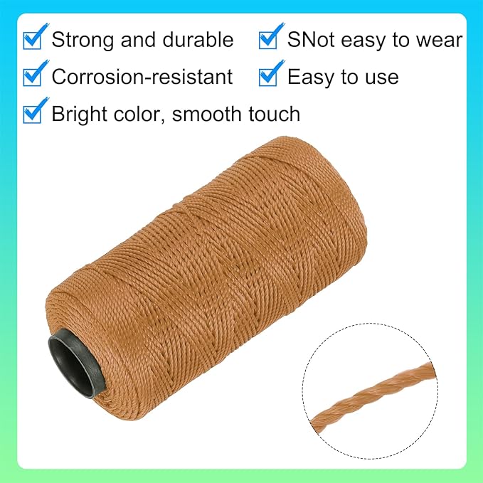 MECCANIXITY Nylon String 3 Strands Twisted Mason Line 1.5mm x 218 Yards Nylon Twine String for DIY Projects, Home Improvement, Gardening, Gift Wrapping, Christmas Party Supplies, Light Brown