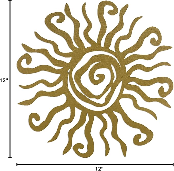 Riverside Designs Wacky Sun Metal Wall Art Indoor/Outdoor Decor - 30" Gold Rust Proof Wall Sculpture - Made in USA - Ideal for Bedroom, Garden, Home, Patio and Farmhouse