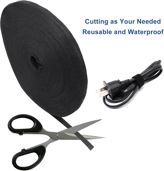 Plant Ties 131ft Feet, Plant Tape Reusable Nylon Hook and Loop Tape, Garden Strap for Climbing Plants Supports, Tree Ties for Flower Vine Tomato Branches, Cable Wire (Black)