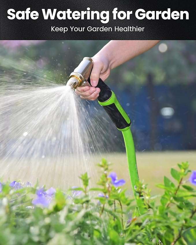 RAINPOINT Garden Hose 50ft - Flexible Heavy Duty Water Hose with Swivel Handle - Lightweight, Hybrid Rubber, 5/8", Male to Female