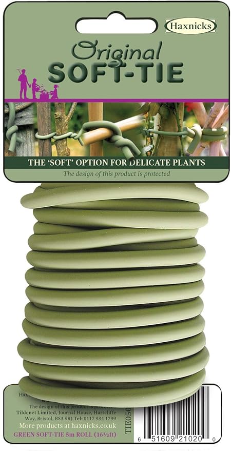 Plant Tie - Original Soft Tie, Flexible Rubber Ties for Plants - 16.4 ft - Green Rubber