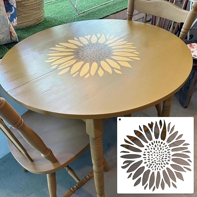 Large Sunflower Fence Stencil for Painting on Wood Fences Tall Flower Stencils Reusable Floral Plastic Templates for Wood Fence Walls Canvas (6 Large Sunflower)