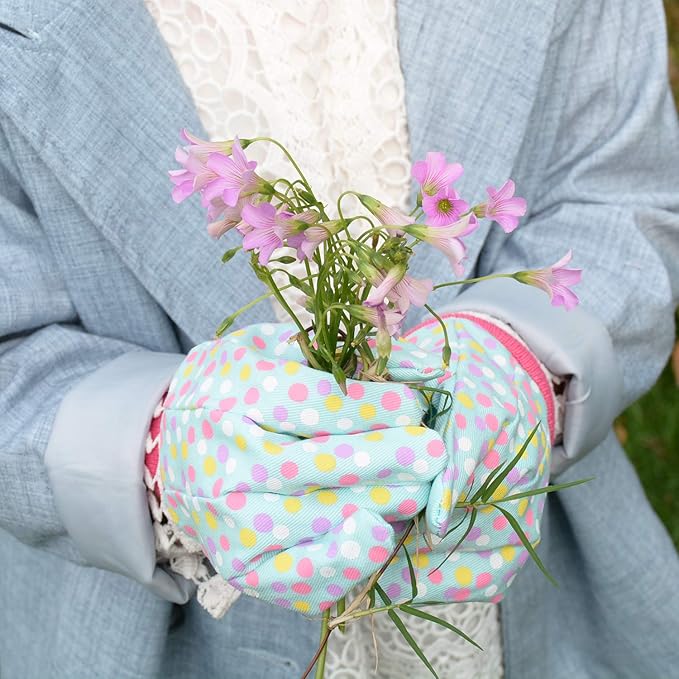 HANDLANDY 2 Pairs Kids Gardening Gloves, Girls Boys Children Garden Work Play Gloves (Pink Butterfly & Dot, Medium)