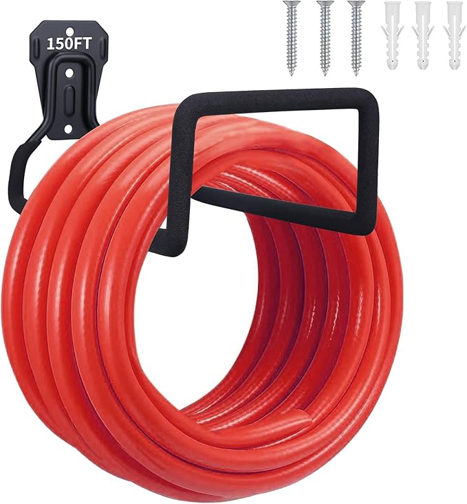 Hose Holder, Metal Heavy Duty Wall Mount Hook, Water Hose Hanger for Garden & Garage Storage