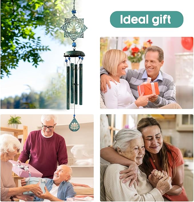 Spiritual Wind Chime, Metal Hanging Wind Chimes for Outside Inside, Zen Windchime with Calming Sound for Yard, Balcony, Yoga Room