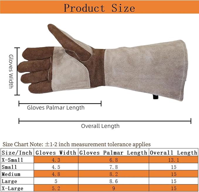 Leather Welding Gloves for Men and Women, BBQ Gloves Fireproof and Heat Resistant Mitts for Cooking, Firefighting, Fireplace, Oven, Baking, Stove, Pot Holder, Yark Work Thorn Proof