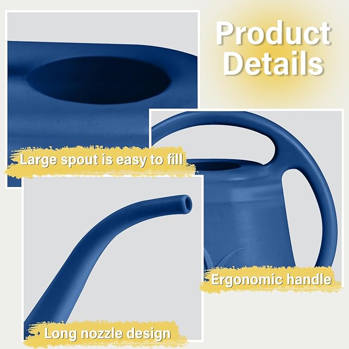 ZXJ Plant Watering Can - for Indoor and Outdoor Home Garden Plants - with Long Spout - Blue - 1/2 Gallon