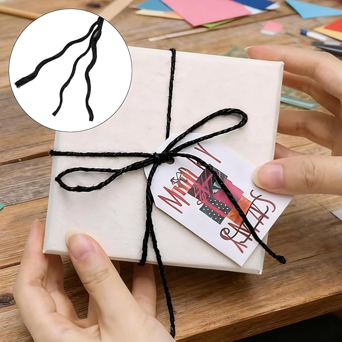 328 Feet 3mm Thick Black Natural Jute Twine, Garden Twine Heavy Duty Industrial Packing Materials String Wrapping, Arts, and Crafts, Halloween Wrapping, Gardening Applications