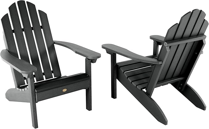 Highwood Classic Westport Adirondack Chairs, 2-Piece Set, Black