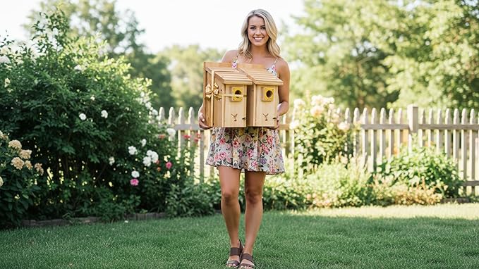 Premium 2pk XXXLL Bluebird Houses for Outside,Heavy Duty Western Red Cedar Audubon Bird House for Outdoor,Wall Pole Mountable,1.5” Metal Guard Hole 13/16" Thick, Assembling Need, 2026 Updated Version