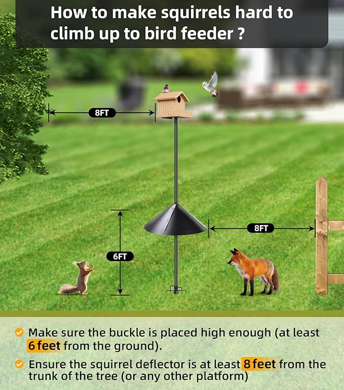 2 Pack Squirrel Baffle for Bird Feeder Pole, Outside Pole Mount Bird House Guard for Outdoor Shepherd’s Hook (19 inch)