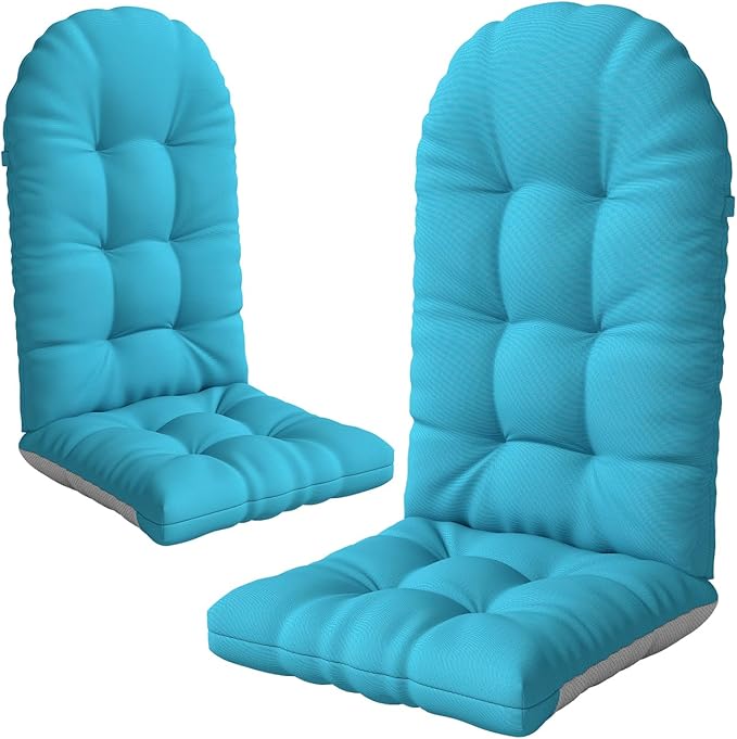 Adirondack Chair Cushion Set of 2, Thickened Patio Chair Cushions with Ties, Waterproof and UV-Protected Rocking Chair Cushion for Indoor and Outdoor, Lake Blue.