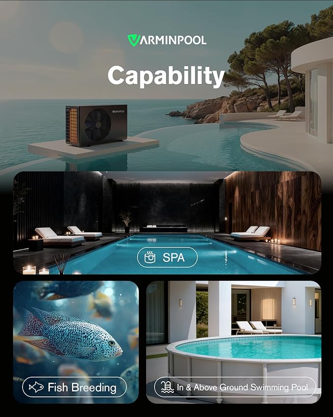 Pool Heat Pumps, 30,000 BTU Pool Heat Pump for Above Ground Pools Up to 8000 Gallons, WiFi Control, Titanium Heat Exchanger, 120V, Smart Inverter
