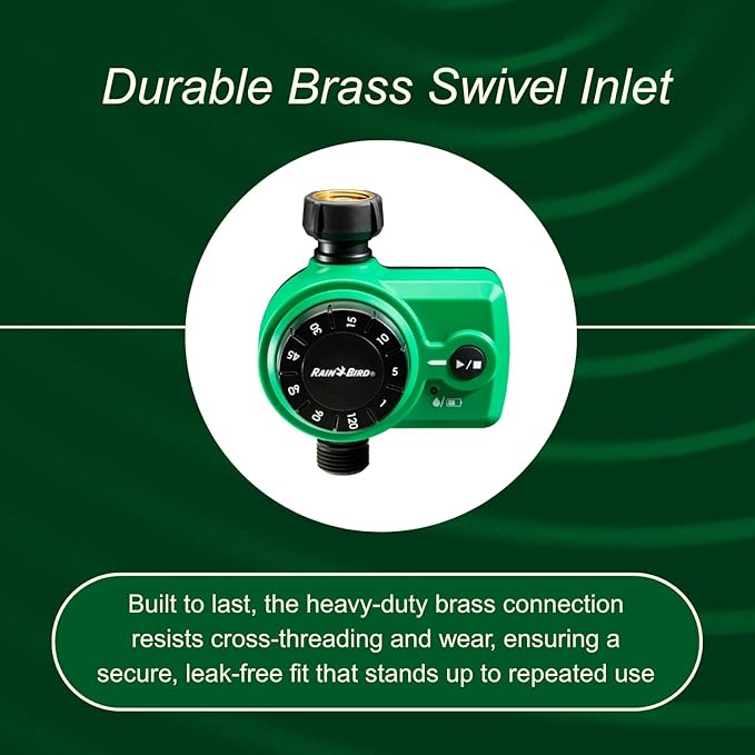 Rain Bird 1ZEHTMRS Simple-Set Hose End Timer, One Zone/Station, Battery Operated, 3/4" Garden Hose Thread, Heavy-Duty Brass Inlet