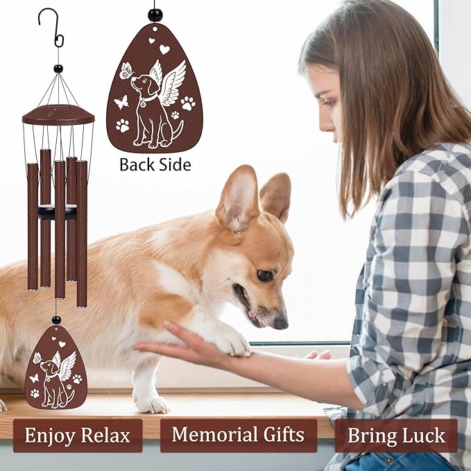 Pet Memorial Gifts for Loss of Dog - Pet Memorial Wind Chimes for Loss of Dogs Pets Sympathy Remembrance Bereavement Gift in Memory of Dog Wind Chimes for Outside Garden Patio Condolence