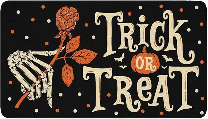 Halloween Decor Welcome Door Mat,Funny Skeleton Home Decoration Non-Slip Indoor Outdoor Front Doormats Rug 17 x 30 Inch