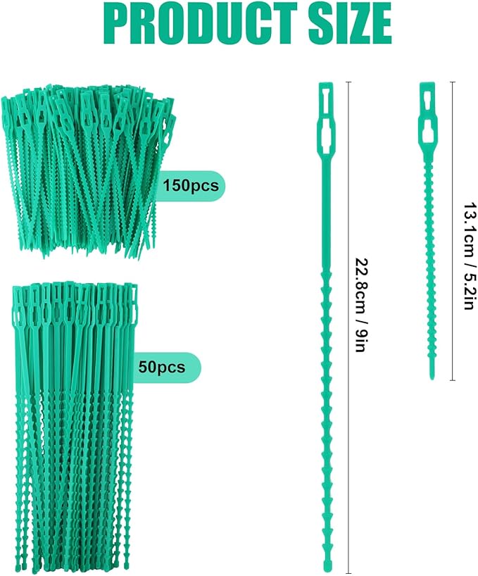 200Pcs Adjustable Plant Ties Flexible Garden Plant Ties,Multi-Function Sturdy Garden Plant Green Twist Tie,Reusable Plastic Garden Ties Plant Support Tree Shrub for Secure Vine