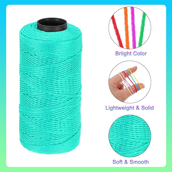 MECCANIXITY Nylon String 3 Strands Twisted Mason Line 1.5mm x 218 Yards Nylon Twine String for DIY Projects, Home Improvement, Gardening, Gift Wrapping, Christmas Party Supplies, Deep Teal