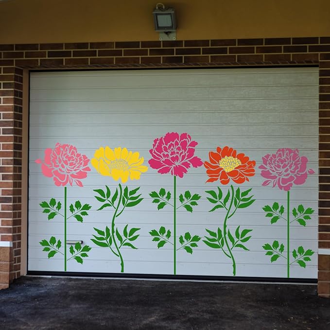 Large Flower Stencils for Wood Fence Flower Stencil for Painting 14” Peony Stencils for Walls Furniture Fabrics