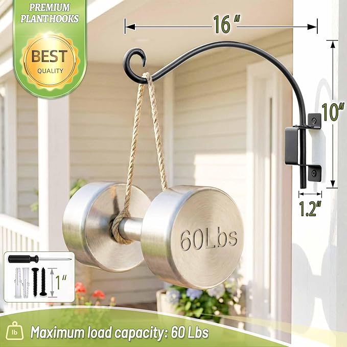 AJART Bird Feeder Hanger of Swivel Hanging Plant Bracket for Outdoor(Black) More Suitable for Outside birdhouses Plant Hooks (16"-2PCs)
