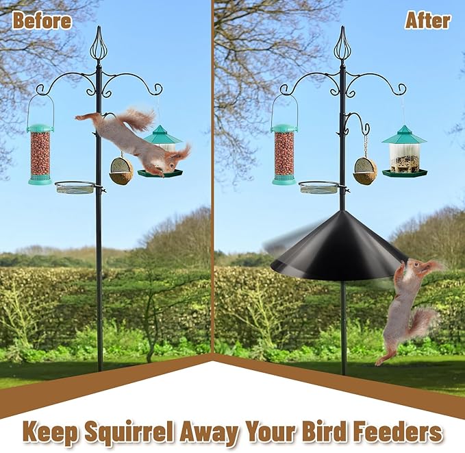 Squirrel Baffle for Bird Feeder Pole，Outside Pole Mount Stopper & Bird House Guard for Outdoor Shepherd’s Hook and Anti Raccoon Poles, 14 Inch