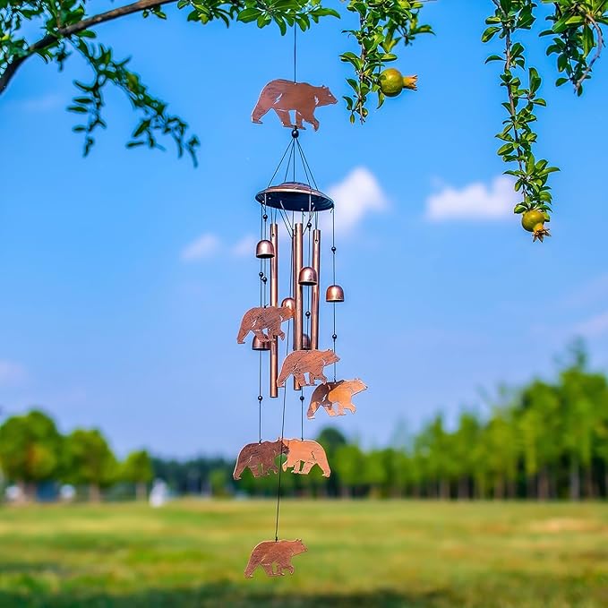Bear Wind Chimes for Outside,Bear Gifts for Women/Men/Sympathy Gift/Memorial/Festival Birthday Metal windchimes Outdoors/Indoors,Patio,Garden Decor,Yard,Home Decor,Porch