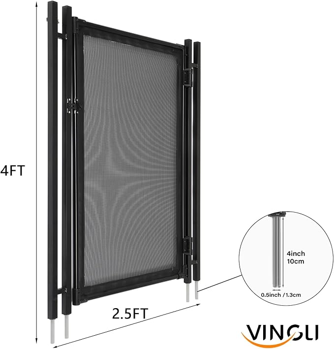 VINGLI 4ft High Pool Fence for Inground and Above Ground Pools, Black Mesh Removable Safety Fencing, Heavy-Duty Protective Barrier for Garden & Backyard (4×2.5FT)