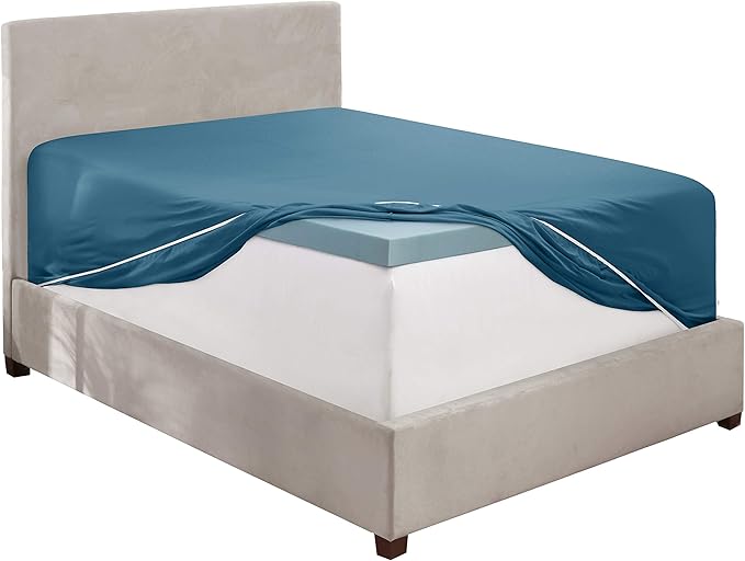 Clara Clark Fitted Sheet King Size, Super Soft King Fitted Sheet Only Fits up to 16 Inch Mattress - Wrinkle, Fade, Stain Resistant King Size Fitted Sheet - Blue Heaven Fitted Sheet