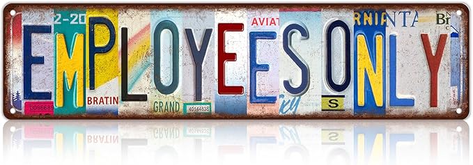 Vintage Employees Only Metal Tin Signs Street Signs Man Cave Bar Cafe Home Wall Decor 16 x 4 Inches