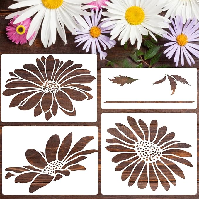 Large Flower Stencils for Painting Daisy Flower Stencils for Walls 14” Floral Stencil Templates for Garden Fence Wood Furniture Fabrics