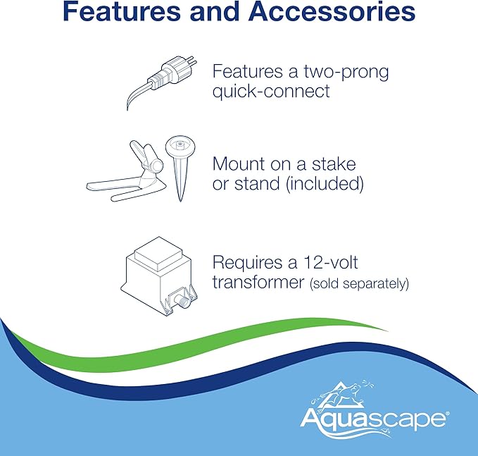Aquascape 84034 6-Watt, Waterproof Submersible LED Spotlight for Pond, Garden, and Landscape Features,Black