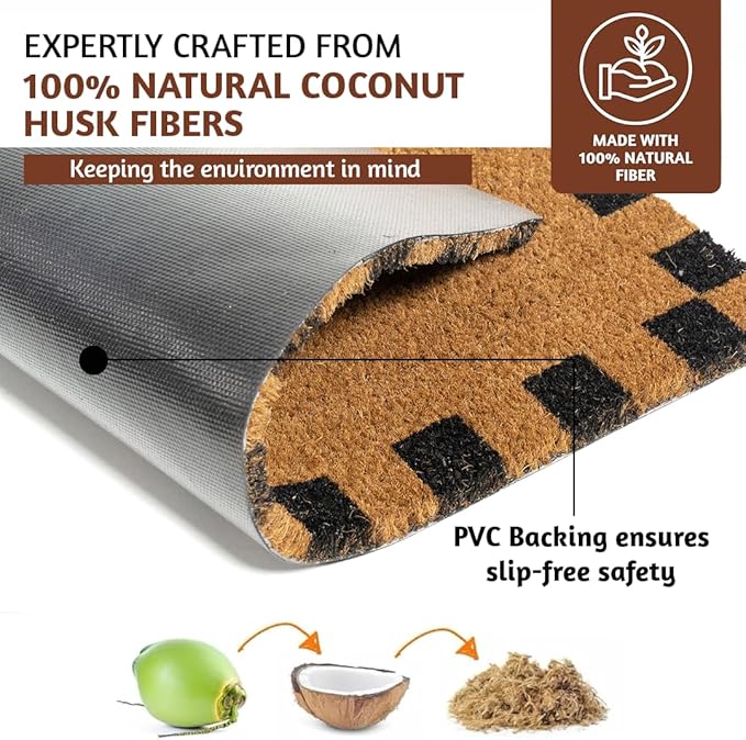 Folkulture Welcome Matt Outdoor | 16 x 28 Door Mats for Front Door Mat Outside Entrance | Eco Friendly | Welcome-Mats Cute | Coir Door Mats | Outdoor Decor for Home | Durable & Anti Slip