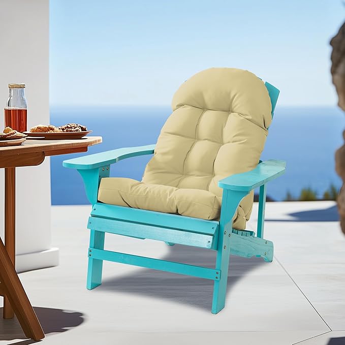 Adirondack Chair Cushion, Rocking Chair Cushion 44x19.4x4 inch, High Back Patio Cushions of Upper and Lower with Ties, Sunscreen and Fade-Resistant (Semolina, 2)