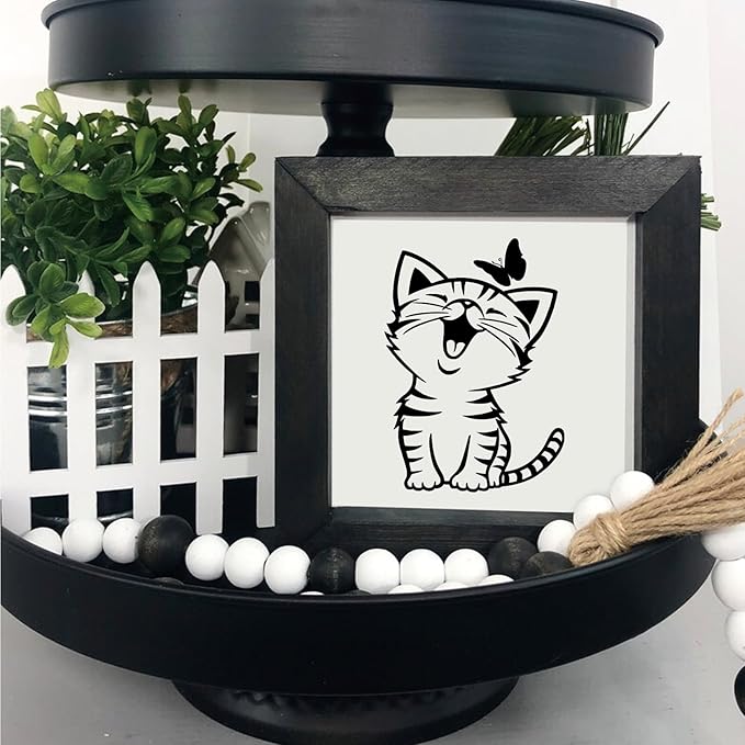 Small Stencils for Painting on Wood Burning Reusable, 3 Inch Reusable Stencil for Craft Ornament Paint Template Stencils for Wall Card Rock Wood Signs Coasters Canvas Home Decor (cat)