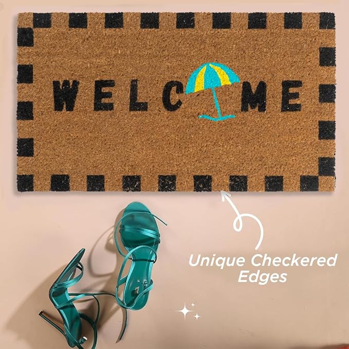 Folkulture Welcome Matt Outdoor | 16 x 28 Door Mats for Front Door Mat Outside Entrance | Eco Friendly | Welcome-Mats Cute | Coir Door Mats | Outdoor Decor for Home | Durable & Anti Slip
