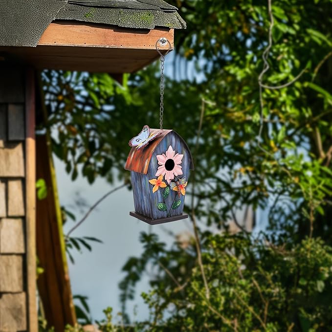 Yinns Metal Bird Houses for Outside Hanging,Wild Bird House Outdoor, Decorative Birdhouse for Home Garden Decor
