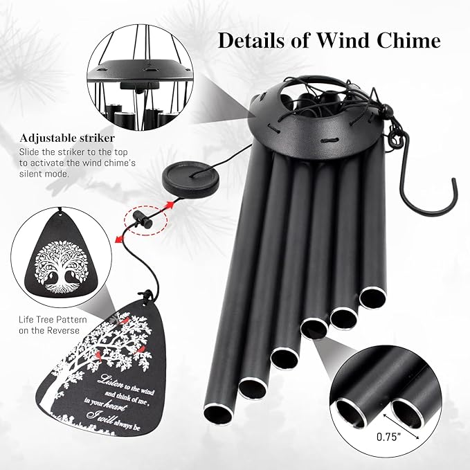 Sympathy Wind Chimes for Loss of Loved One, 32" Memorial Windchimes for Outside, Bereavement Gifts in Memory of Mother Father,Outdoor Chimes Home Garden Patio Decor