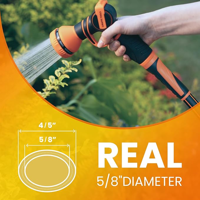 Giraffe Tools Garden Leader Hose 10ft x 5/8", Short Water Hose Heavy Duty, Flexible, Lightweight Hybrid Hose with Swivel Handle, Male to Female Fittings, Burst 600 PSI