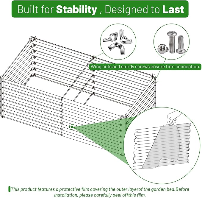 SnugNiture Galvanized Raised Garden Bed 6x3x2FT Outdoor Large Metal Planter Box Steel Kit for Planting Vegetables, Flowers