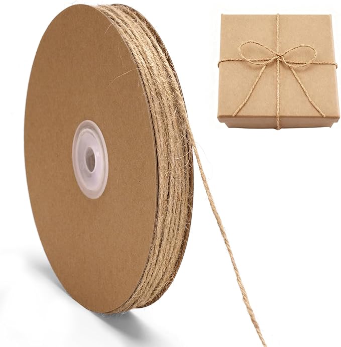 G2PLUS 328FT Jute Twine 2mm 3 Ply Natural Craft Twine String for Gift Wrapping, DIY Crafts, Gardening & Home Use