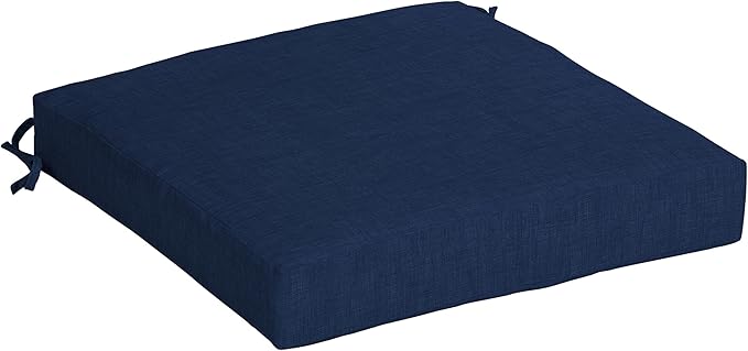 Arden Selections Outdoor Wicker Chair Cushion, 20 x 18, Rain-Proof, Fade Resistant 21 x 21, Sapphire Blue Leala (Pack of 4)