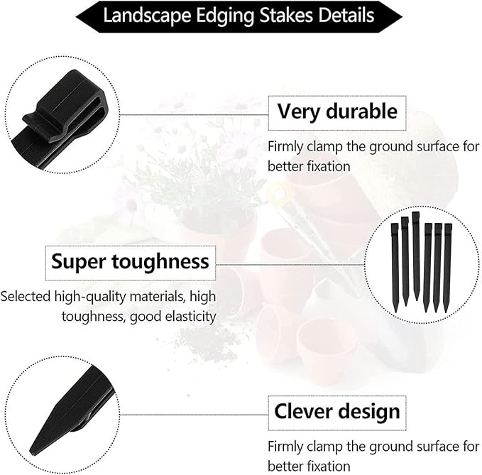 50 PCS Plastic Landscape Stakes, 10 Inch Plant Support Lawn Stake Heavy Duty for Landscaping and Garden