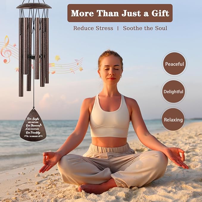 Gifts for Best Friend Women Men, 32" Bronze Wind Chimes Friendship Gifts, Bestie Gift for Women, Christmas Birthday Gift Idea for Bestfriend BFF