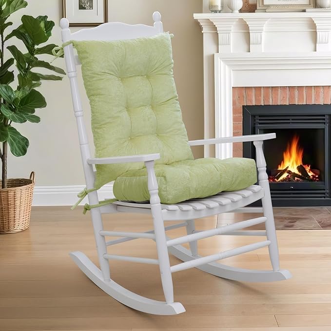 mudilun Rocking Chair Cushion Set - Non-Slip Tufted Rocking Chair Cushions with Ties Soft Indoor/Outdoor Wooden Rocking Chair Seat Pad for Porch Garden Cafe & Nursing