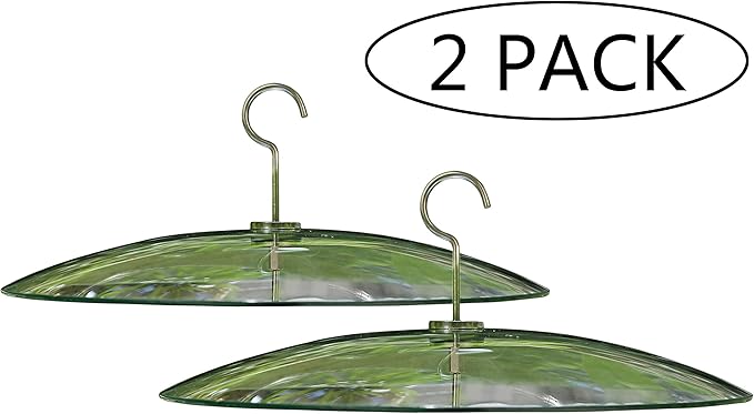2 Pack 13 1/2 Inch Clear Glass Squirrel Baffle Weather Guard for Shepherd Hook or Bird Feeding Station Pole or Hanging Bird Feeders