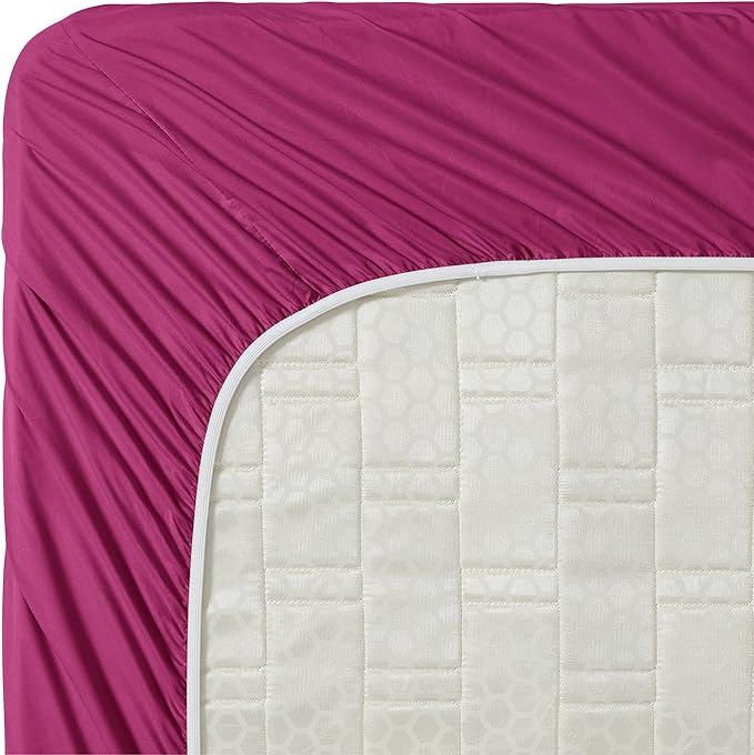 Clara Clark Fitted Sheet, Extra Deep Pocket Fits Deep Mattress, Luxury Soft Fitted Sheet Only, Full Magenta