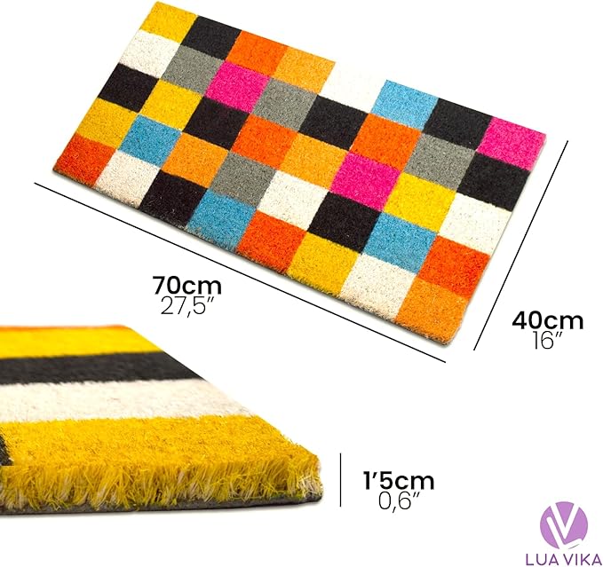 Coir Door mats Outdoor, Door mat Outside Entrance, Welcome mat Indoor, Doormat Outdoor, Funny Door mats Outside, Coir Doormat 16"x27.5" (Squares)