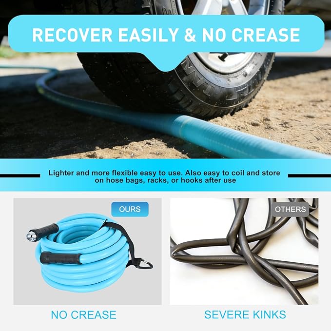 Nilight RV Water Hose 75FT Garden Drinking Hoses with Storage Bag Leakproof Anti-Kink 5/8" Inner Diameter Flexible Lightweight Freshwater Hose for RVs Campers Travel Trailer Boat Car Wash Accessories